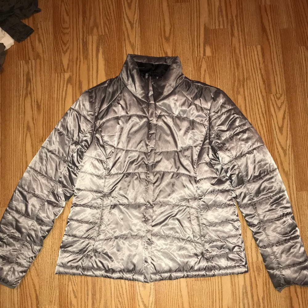 Gray puffer coat